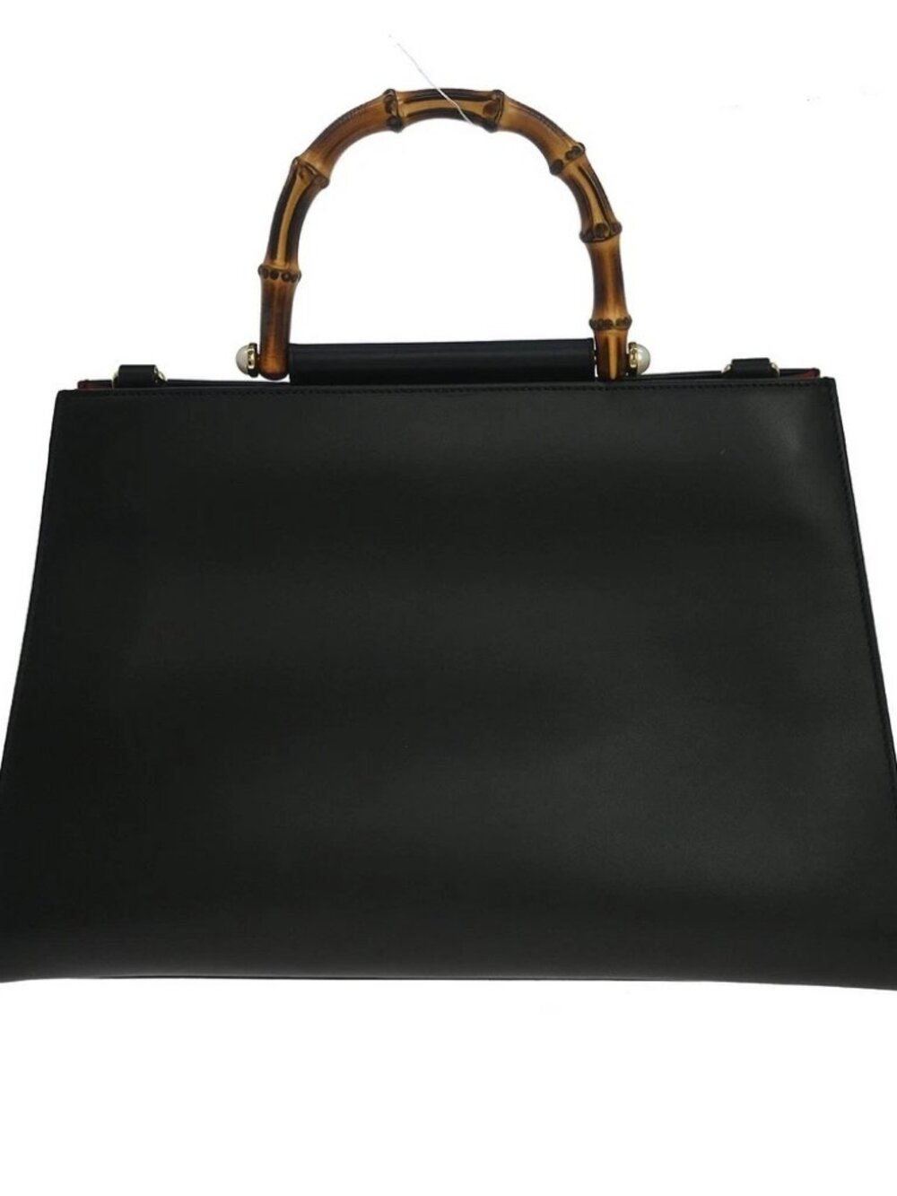 Gucci Black Leather Bamboo Handbag